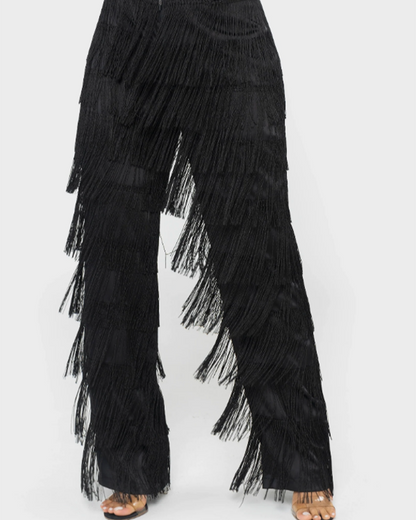 Sexy Slim Fitted Fringe Straight Leg Trousers (Pre-Sale)