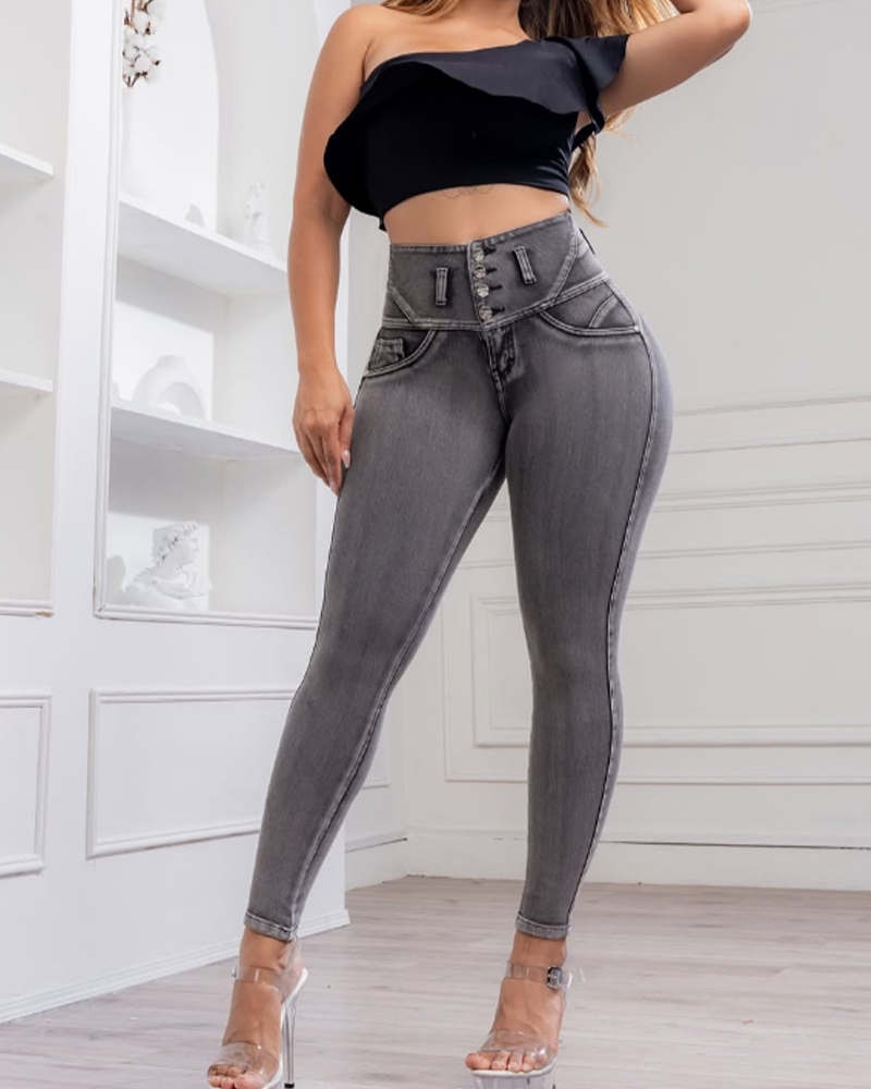 High-Waist Slim-Fit Jeans (Pre-Sale)