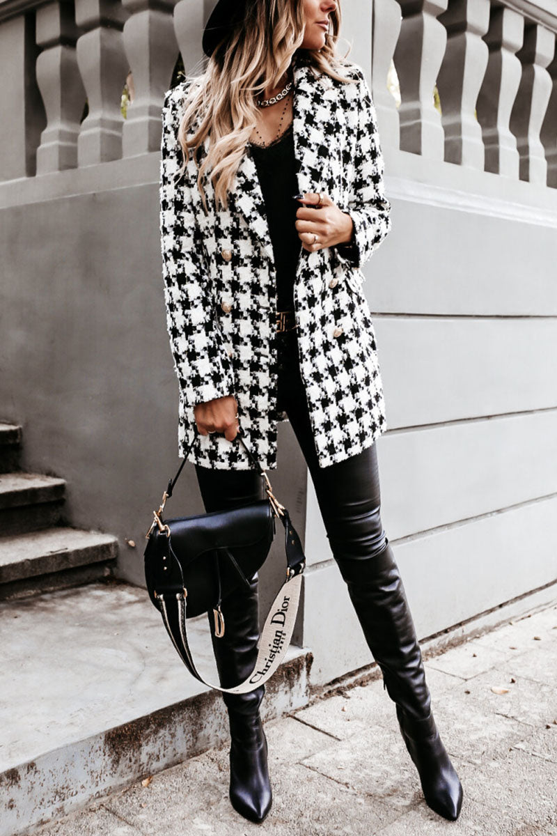Fashion Street Plaid Turn-back Collar Outerwear(5 Colors)