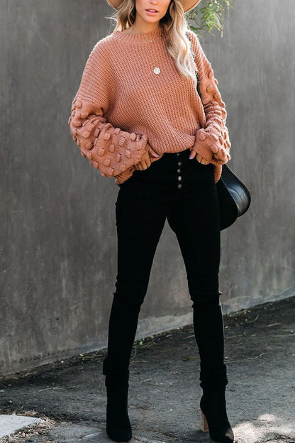 Fashion Street Solid Patchwork O Neck Sweaters(3 Colors)