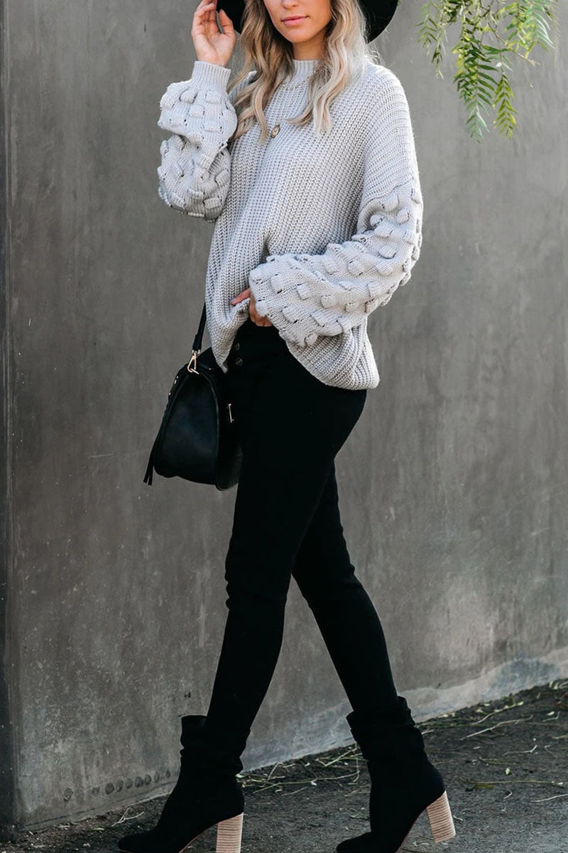 Fashion Street Solid Patchwork O Neck Sweaters(3 Colors)