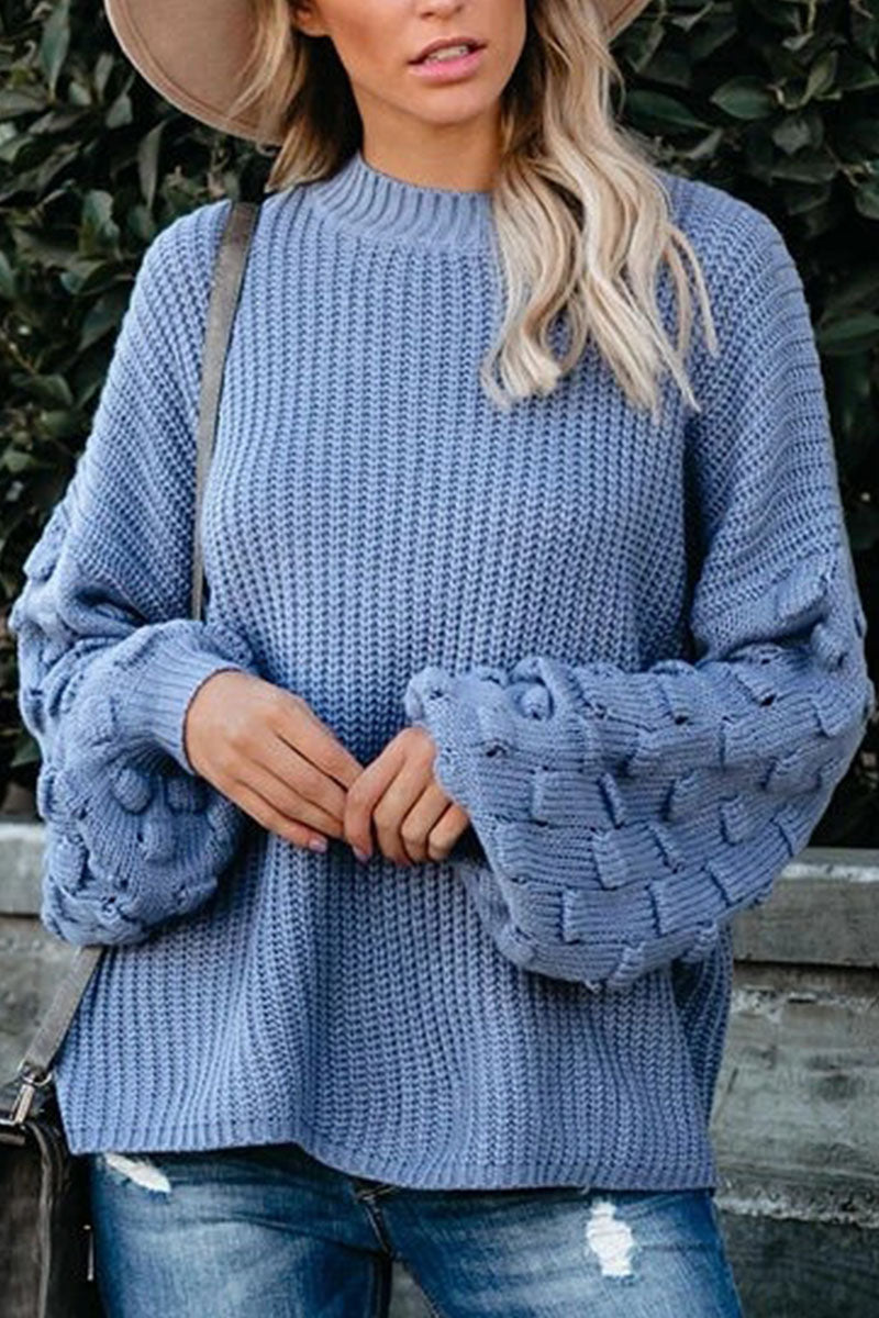 Fashion Street Solid Patchwork O Neck Sweaters(3 Colors)