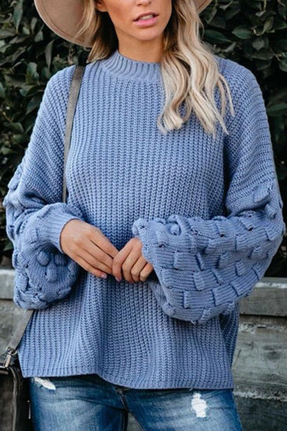 Fashion Street Solid Patchwork O Neck Sweaters(3 Colors)