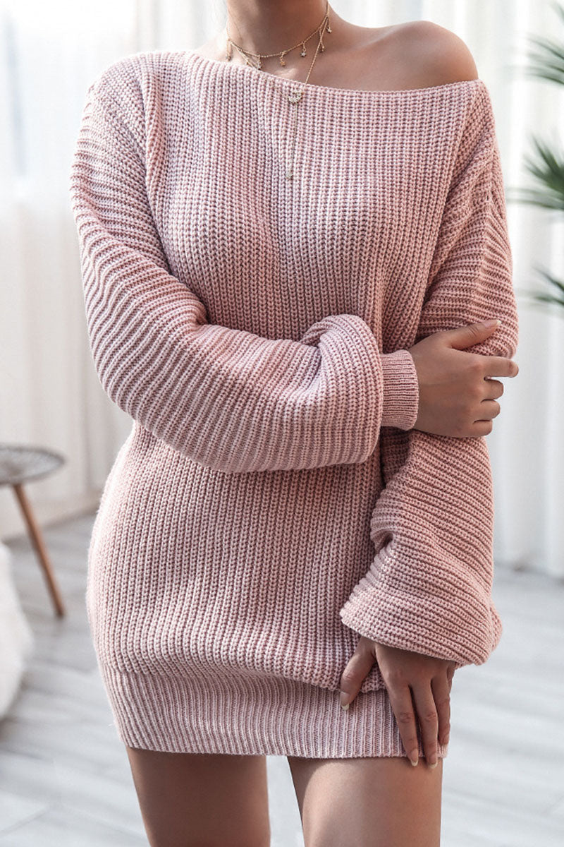 Fashion Casual Solid Bateau Neck Straight Dresses