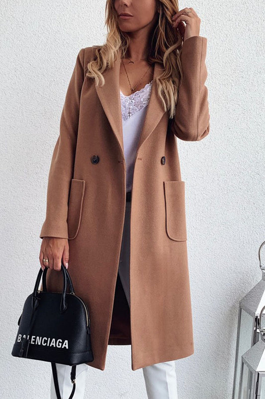 Fashion British Style Solid Patchwork Conventional Collar Outerwear(3 Colors)