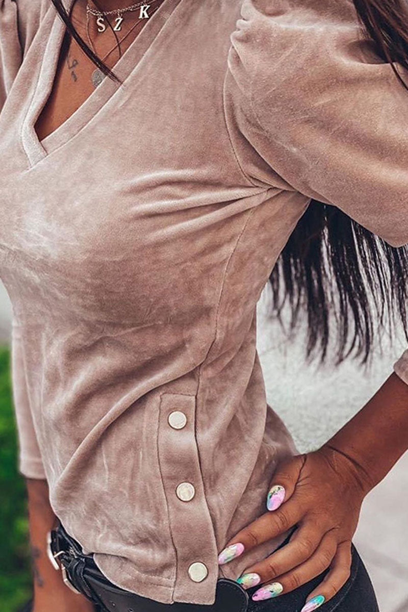 Fashion Street Solid V Neck Tops