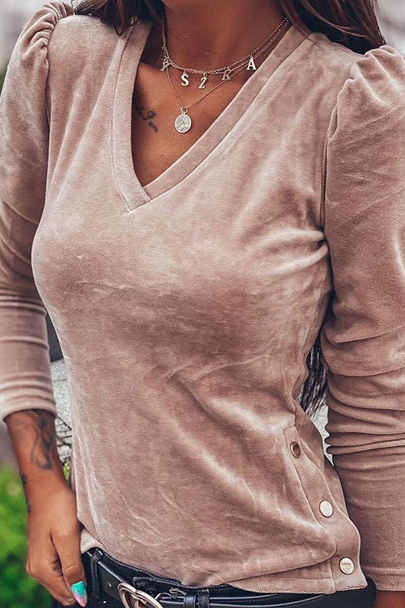 Fashion Street Solid V Neck Tops