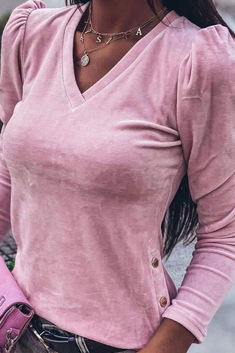 Fashion Street Solid V Neck Tops