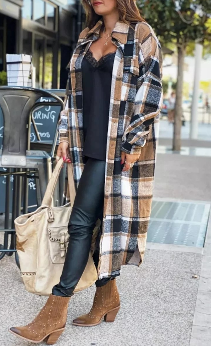 Fashion Casual Plaid Pocket Buttons Shirt Collar Outerwear(5 Colors)