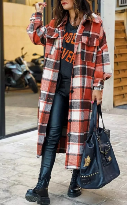 Fashion Casual Plaid Pocket Buttons Shirt Collar Outerwear(5 Colors)