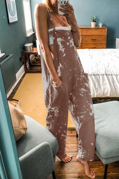 Fashion Casual Tie Dye Spaghetti Strap Loose Jumpsuits