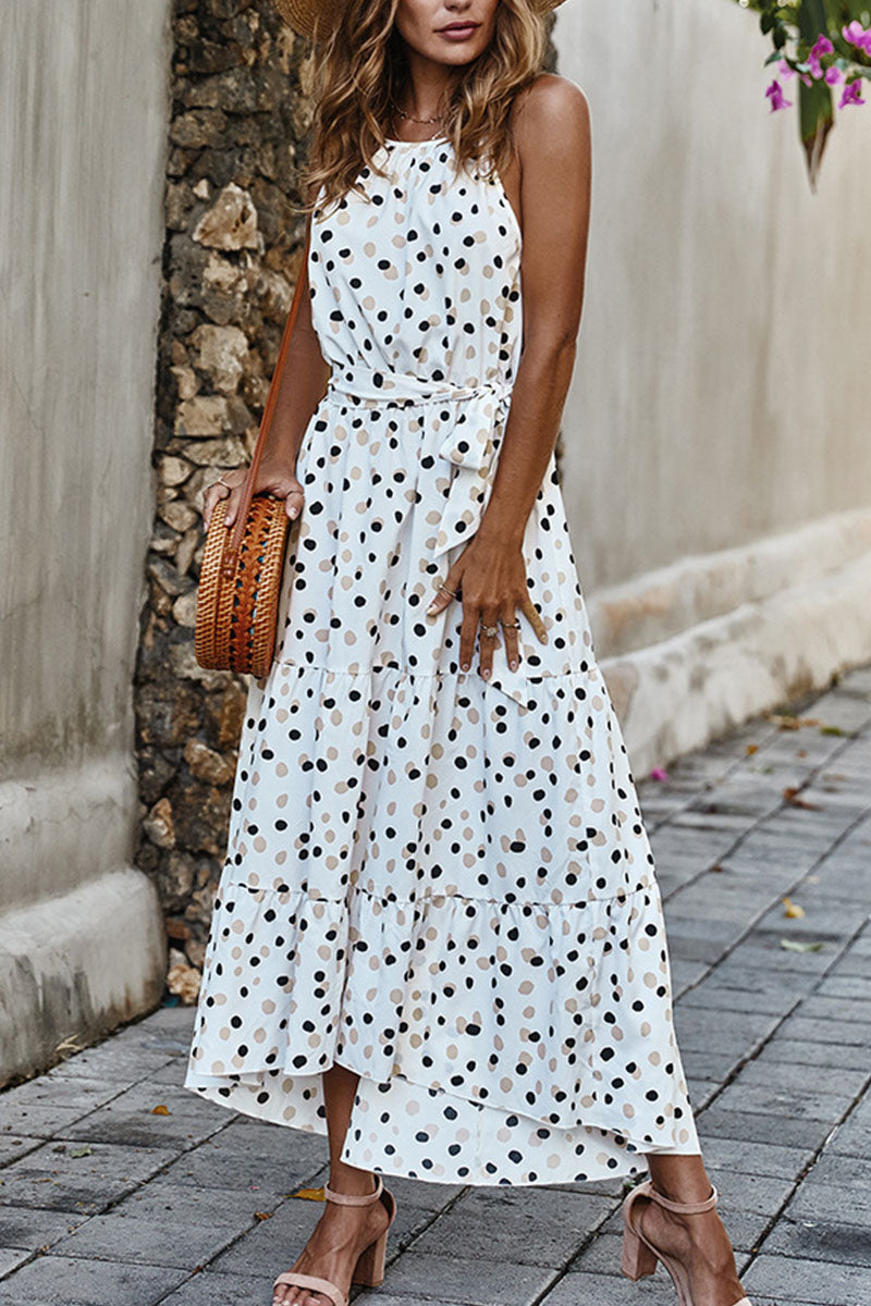 Fashion Street Dot O Neck Printed Dress Dresses(5 Colors)