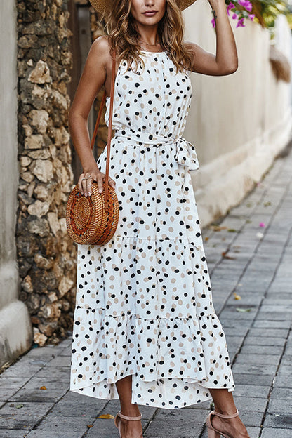 Fashion Street Dot O Neck Printed Dress Dresses(5 Colors)
