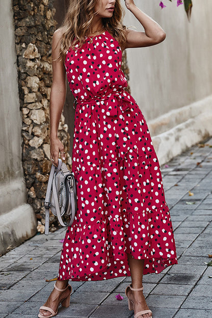 Fashion Street Dot O Neck Printed Dress Dresses(5 Colors)