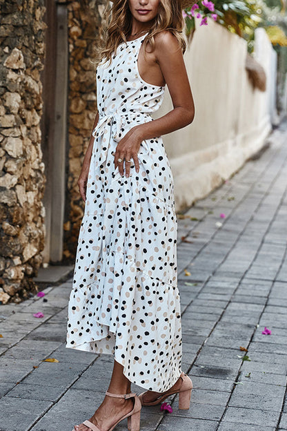 Fashion Street Dot O Neck Printed Dress Dresses(5 Colors)