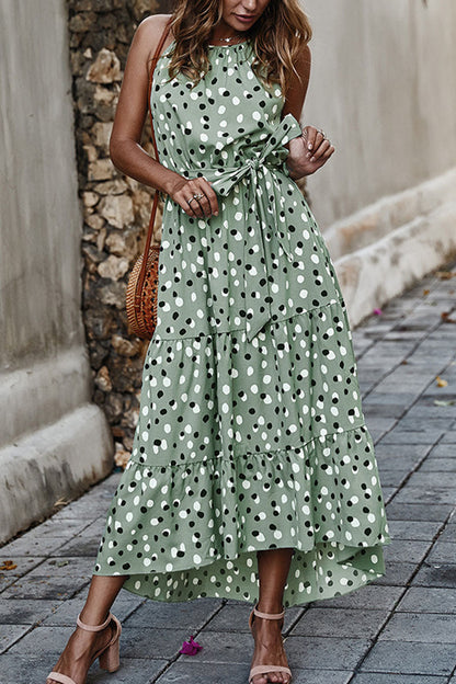 Fashion Street Dot O Neck Printed Dress Dresses(5 Colors)