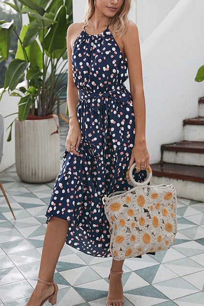 Fashion Street Dot O Neck Printed Dress Dresses(5 Colors)