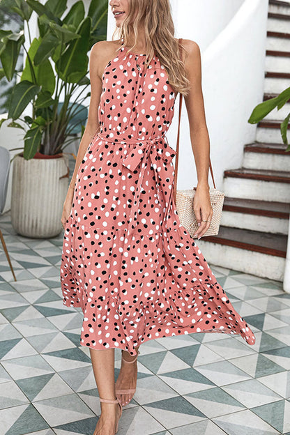 Fashion Street Dot O Neck Printed Dress Dresses(5 Colors)