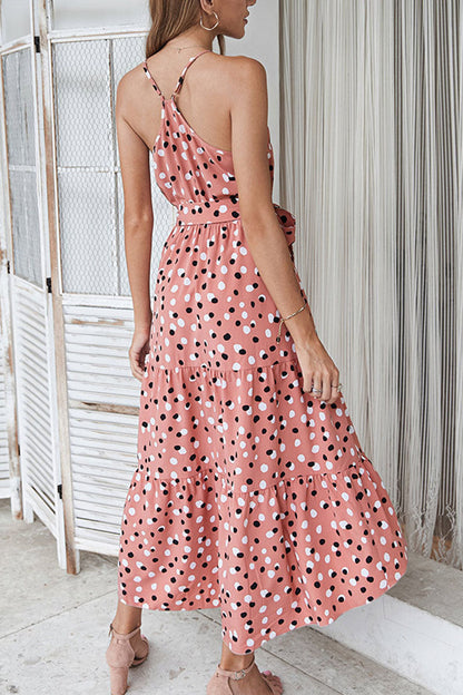 Fashion Street Dot O Neck Printed Dress Dresses(5 Colors)