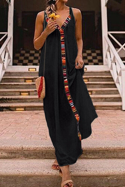 Casual Geometric Split Joint Sling Maxi Dresses
