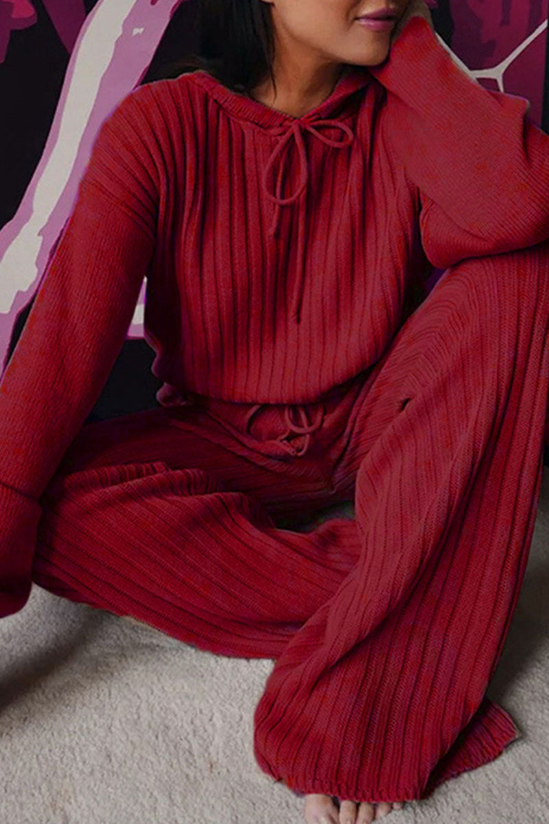 Fashion Hooded Collar Long Sleeve Two Pieces(8 Colors)