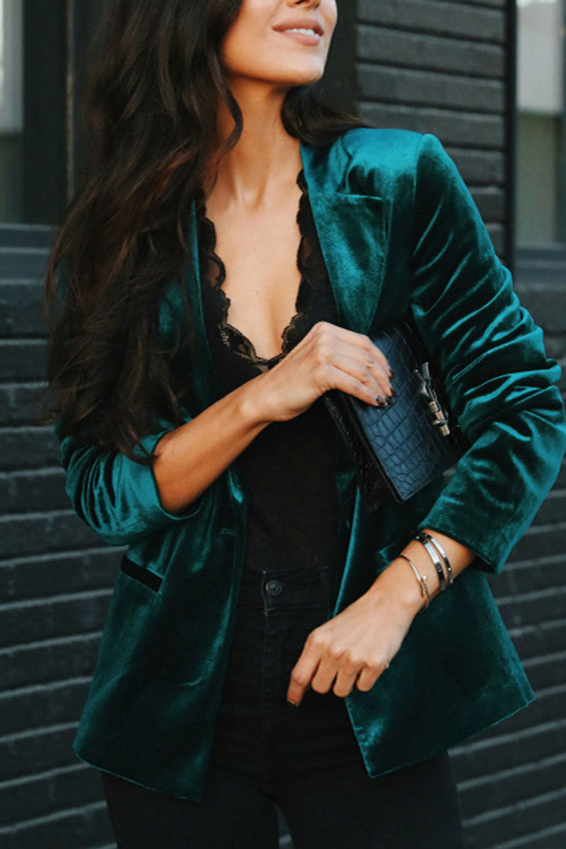 Casual Solid Split Joint V Neck Outerwear(3 Colors)