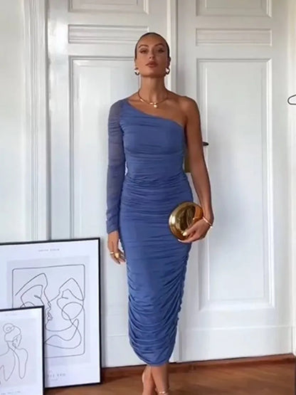 One Shoulder Ruched Dress