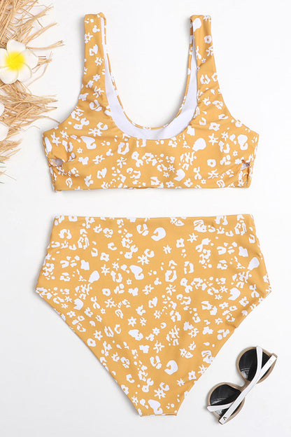 Fashion Vacation Print Patchwork Swimwears(2 Colors)