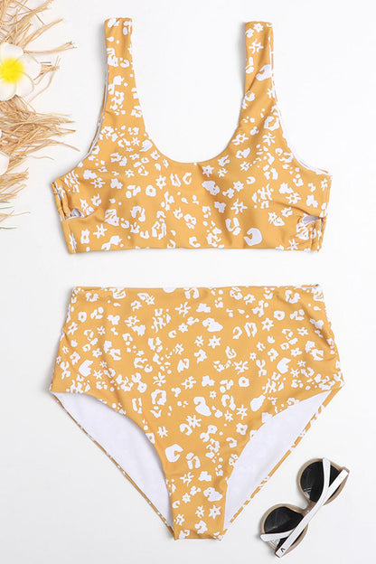 Fashion Vacation Print Patchwork Swimwears(2 Colors)