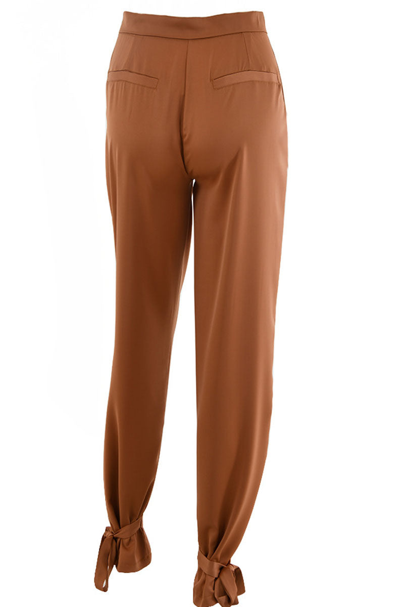 Fashion Sexy Solid Frenulum Loose Mid Waist Pencil Bottoms