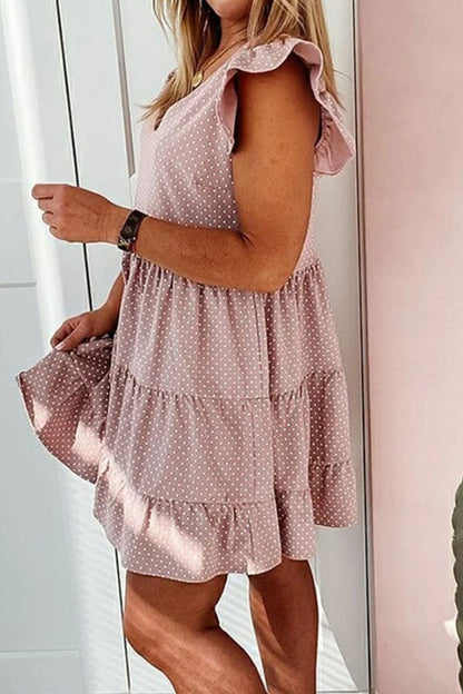 Fashion Street Dot Patchwork V Neck Princess Dresses(3 Colors)