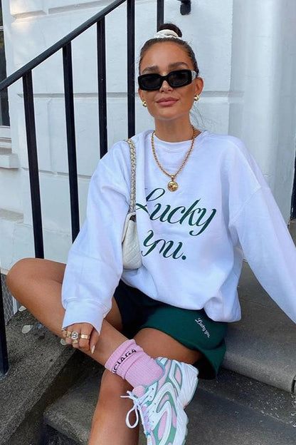 Lucky You Oversized Graphic Sweatshirt
