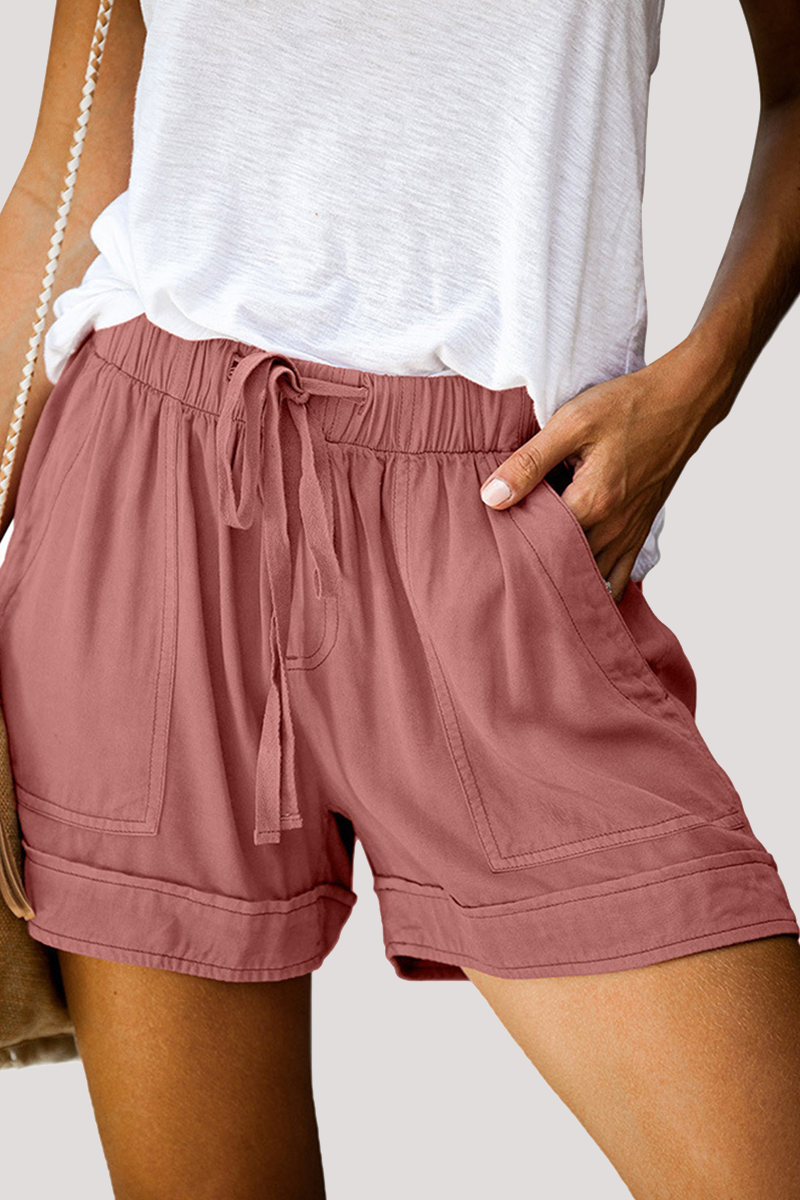 Street Solid Draw String Straight High Waist Straight Solid Color Bottoms(11 Colors)