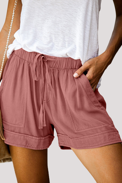 Street Solid Draw String Straight High Waist Straight Solid Color Bottoms(11 Colors)