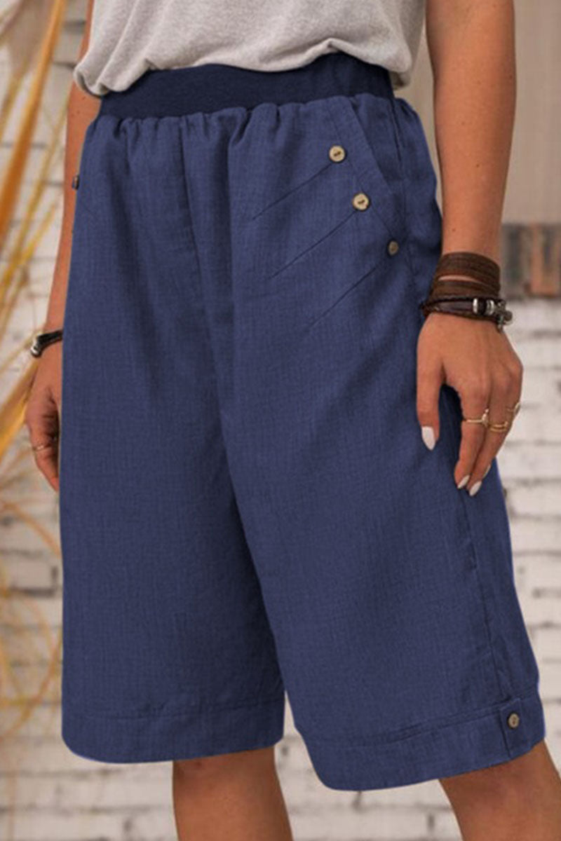 Fashion Casual Solid Patchwork Straight High Waist Bottoms