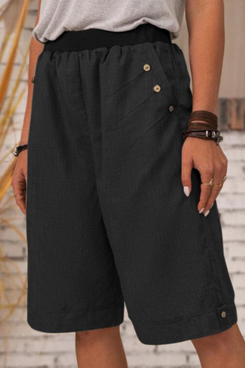 Fashion Casual Solid Patchwork Straight High Waist Bottoms