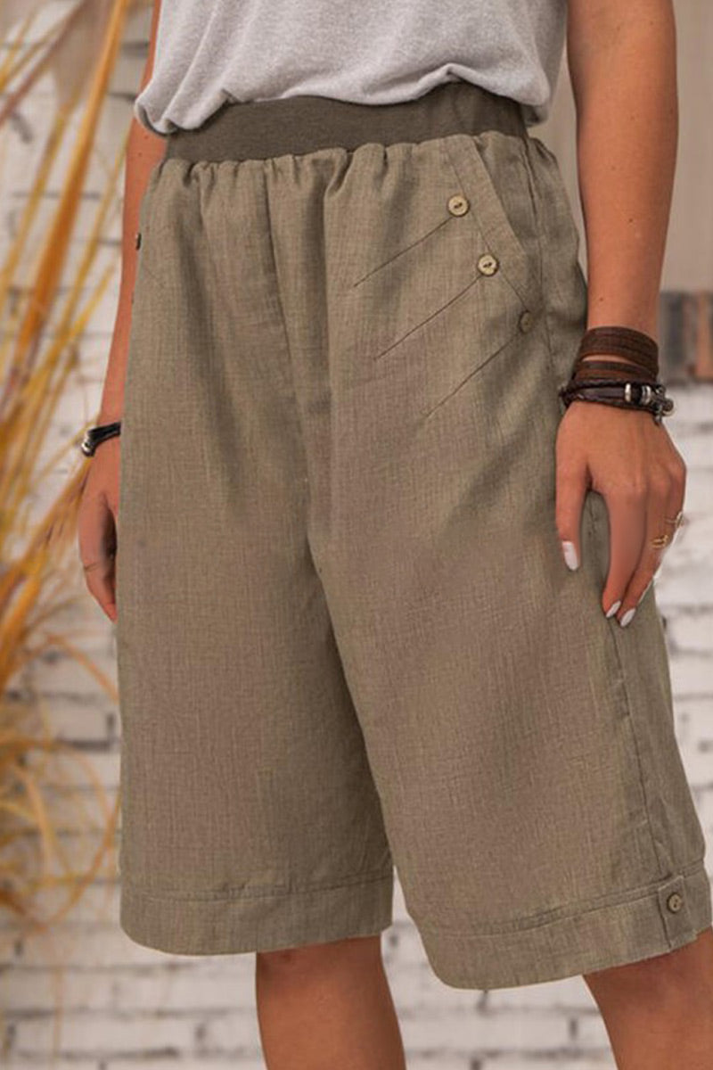 Fashion Casual Solid Patchwork Straight High Waist Bottoms