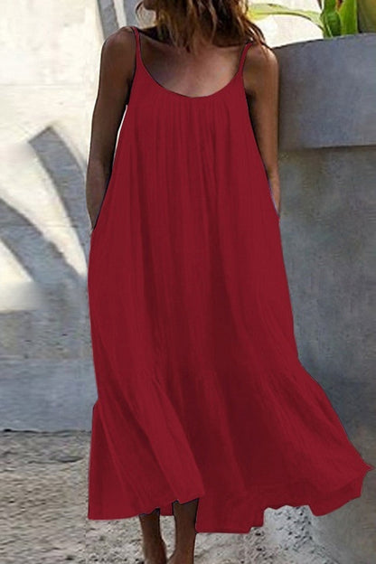 Fashion Casual Solid Split Joint Spaghetti Strap Princess Dresses