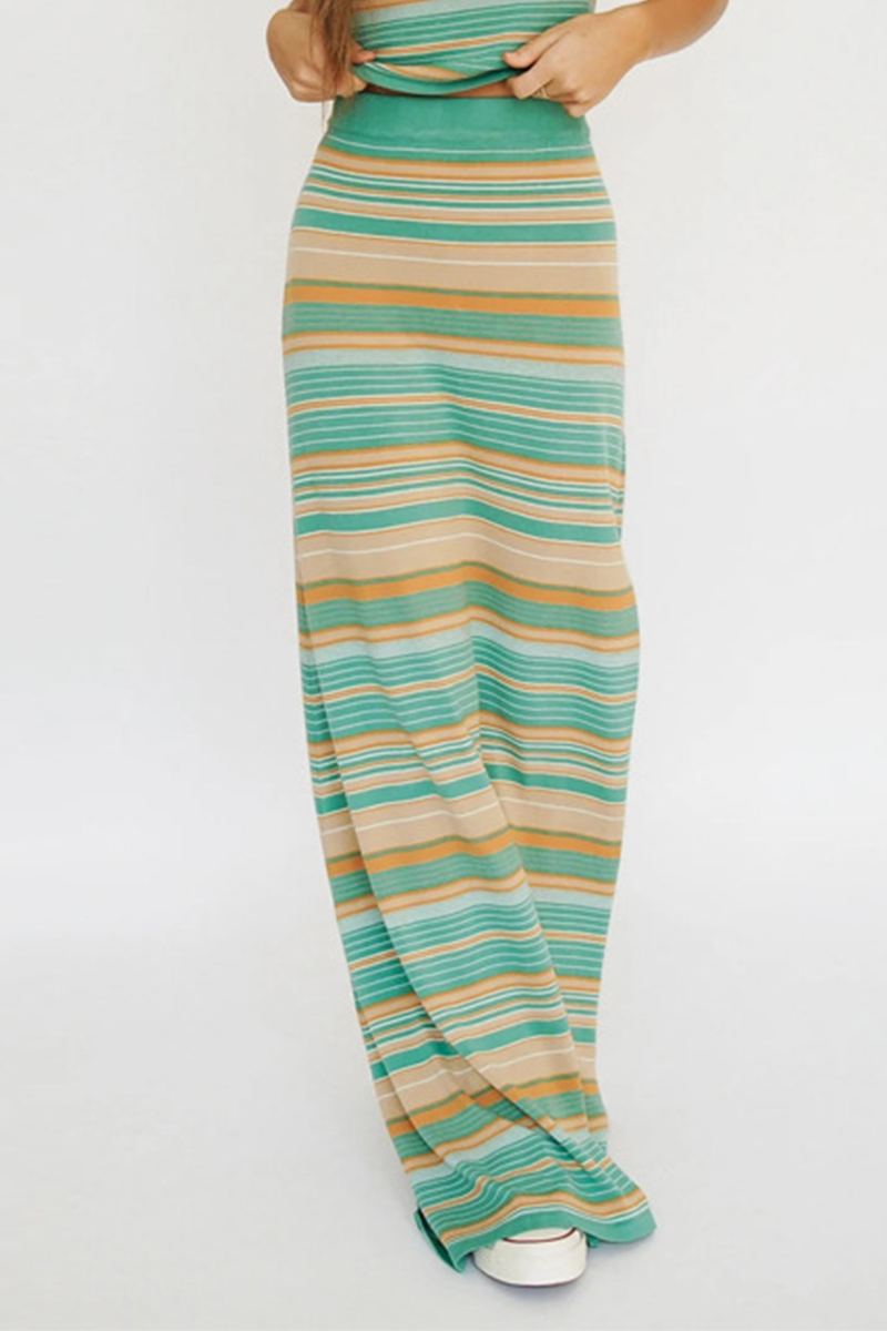 Street Striped Slit Regular Type A Full Print Bottoms