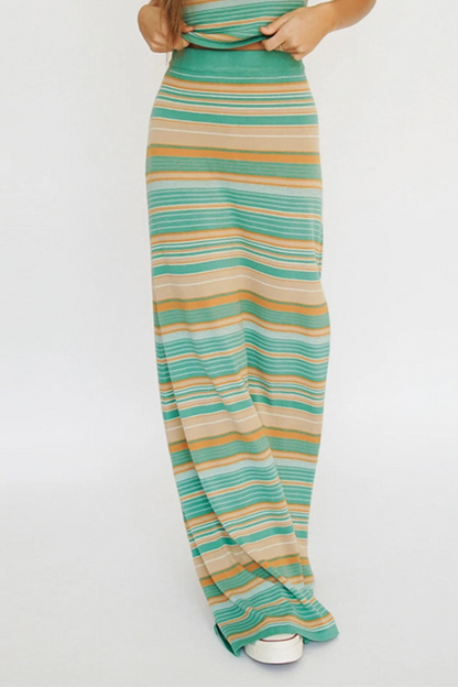 Street Striped Slit Regular Type A Full Print Bottoms