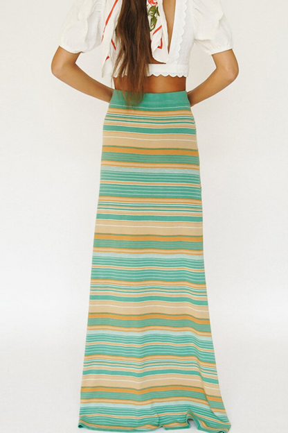 Street Striped Slit Regular Type A Full Print Bottoms