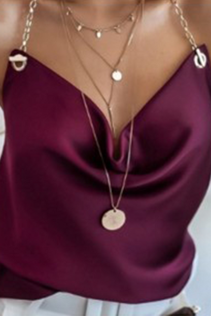 Fashion Solid Chains Halter Tops(8 Colors)
