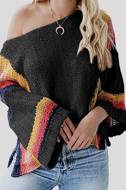 Fashion Solid Split Joint O Neck Tops