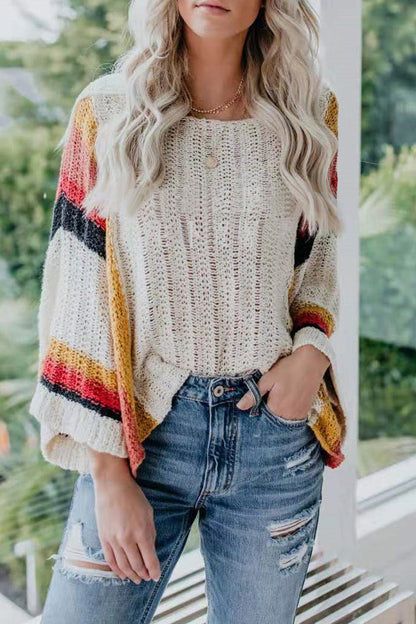 Fashion Solid Split Joint O Neck Tops