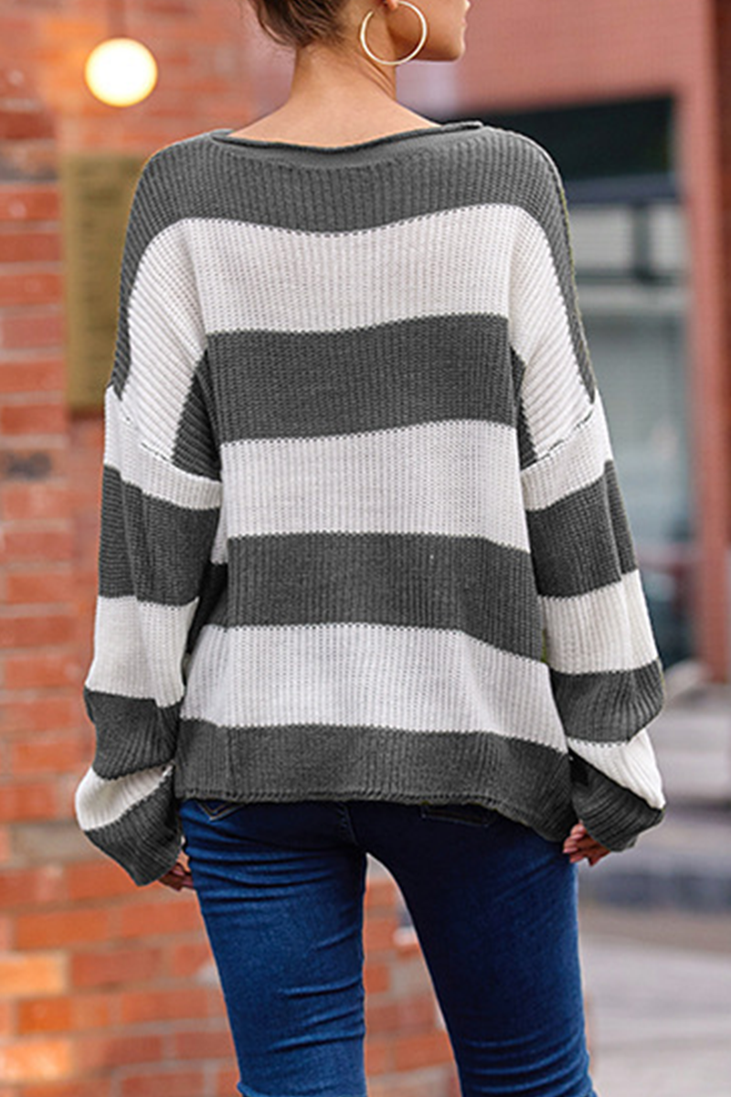 Fashion Street Color Lump Basic O Neck Tops