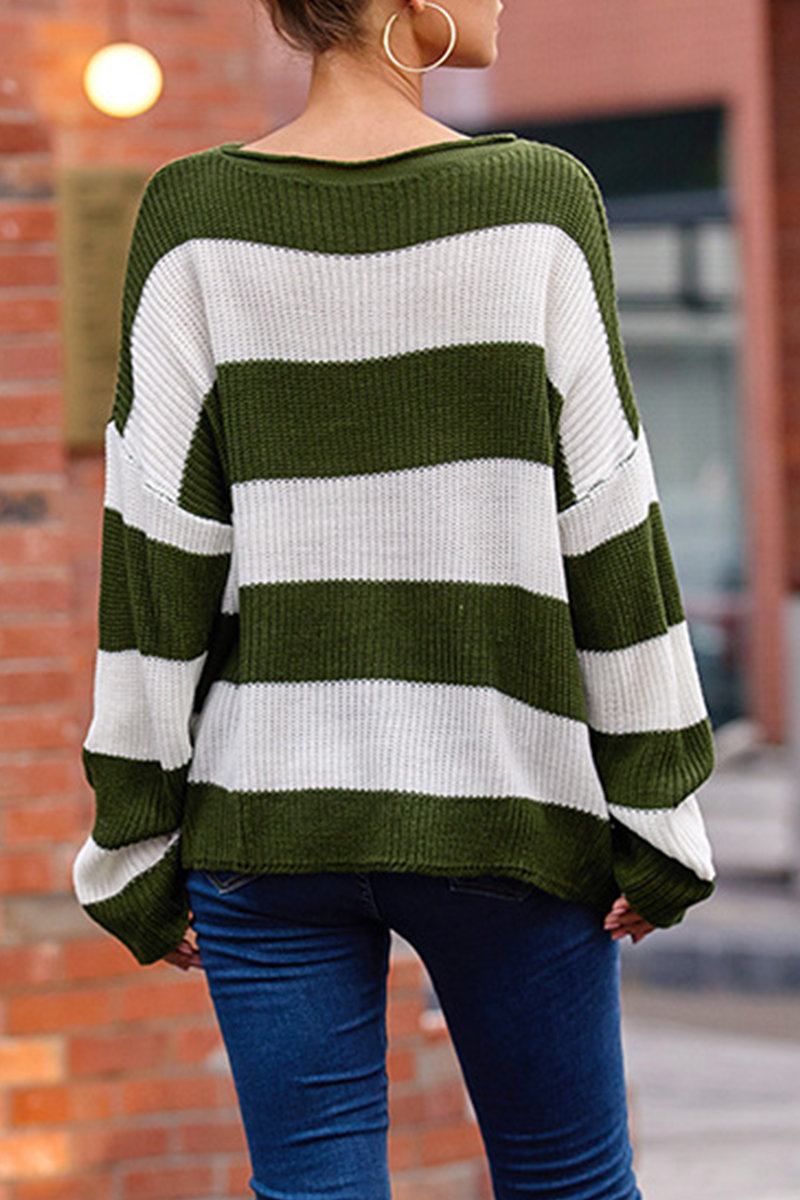 Fashion Street Color Lump Basic O Neck Tops