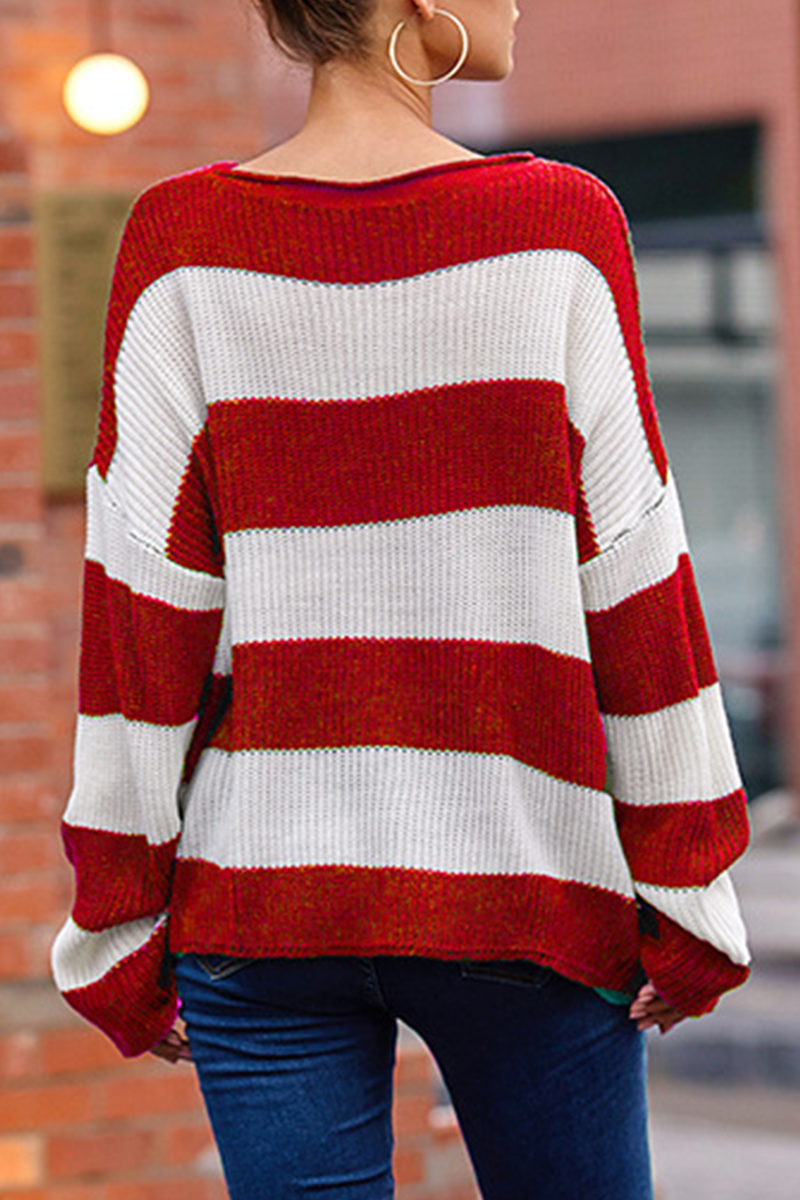 Fashion Street Color Lump Basic O Neck Tops