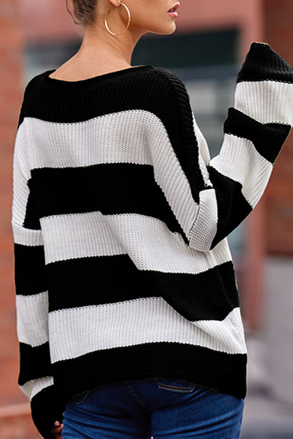 Fashion Street Color Lump Basic O Neck Tops