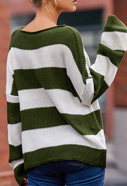 Fashion Street Color Lump Basic O Neck Tops