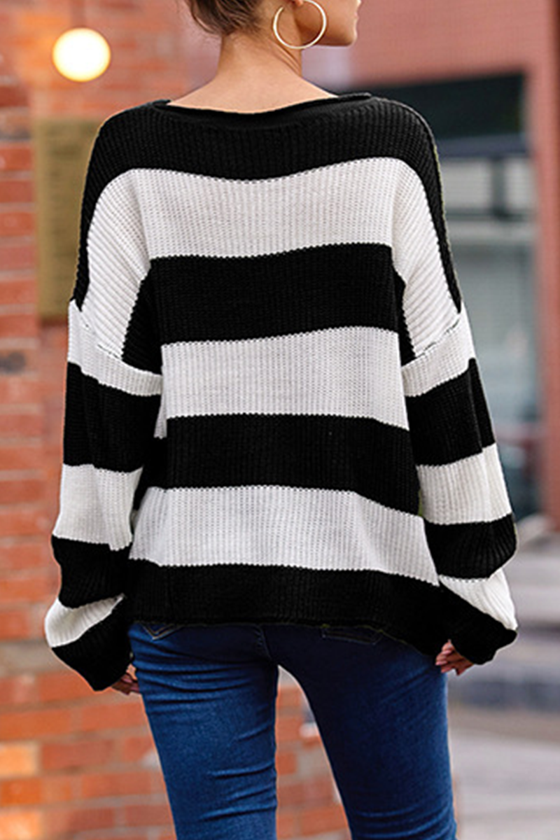 Fashion Street Color Lump Basic O Neck Tops